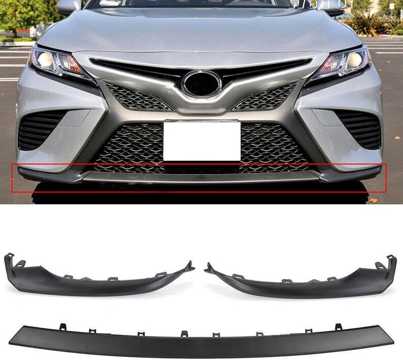 SKYJO Front Bumper Lower Grille Trim Molding 3Pcs For Toyota Camry SE XSE 2018 2019 2020 8TH Front Lower Bumper Trim Middle & Left Driver & Right Passenger Side 5312206040 (Matte Black) - Image 1